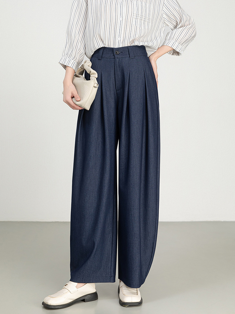 Denim-like wide pants in 4 colors