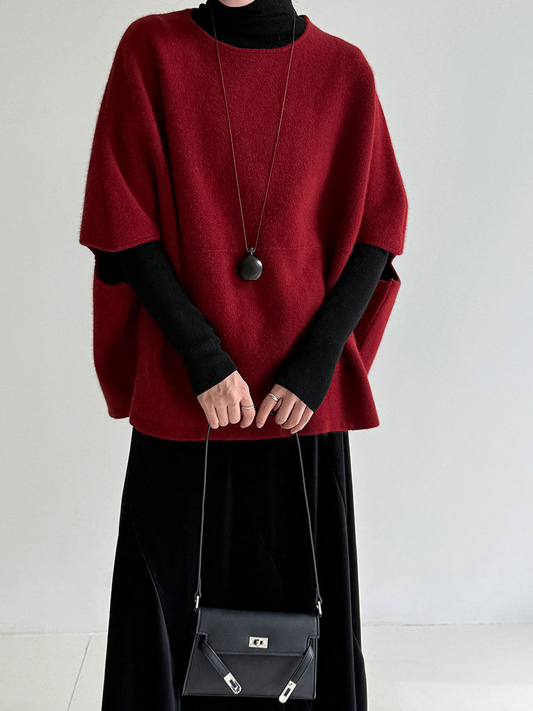 Raccoon fur wool dolman silhouette vest (3 colors)