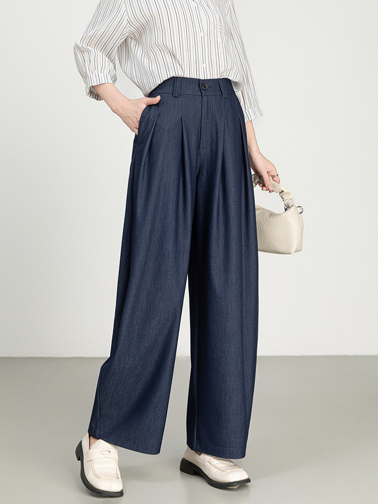 Denim-like wide pants in 4 colors
