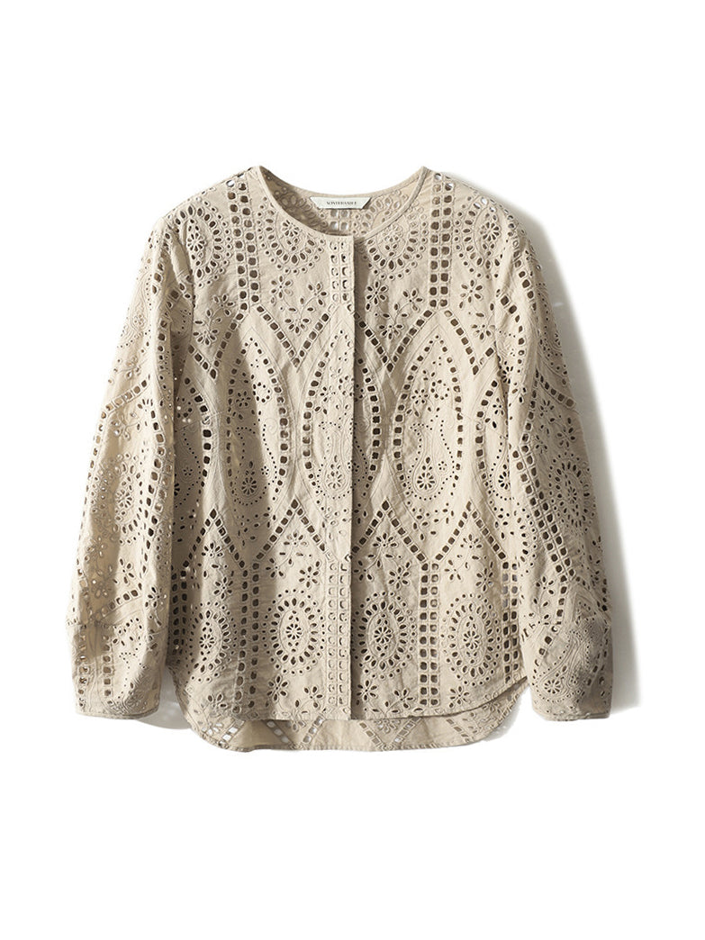 Cutwork lace shirt in 2 colors