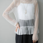 ハイネックシアードットチュールトップス　3色入 - SonderSable