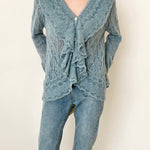 <先行公開>Vネックフリルデザインメッシュニット　2色入 - SonderSable