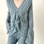 <先行公開>Vネックフリルデザインメッシュニット　2色入 - SonderSable