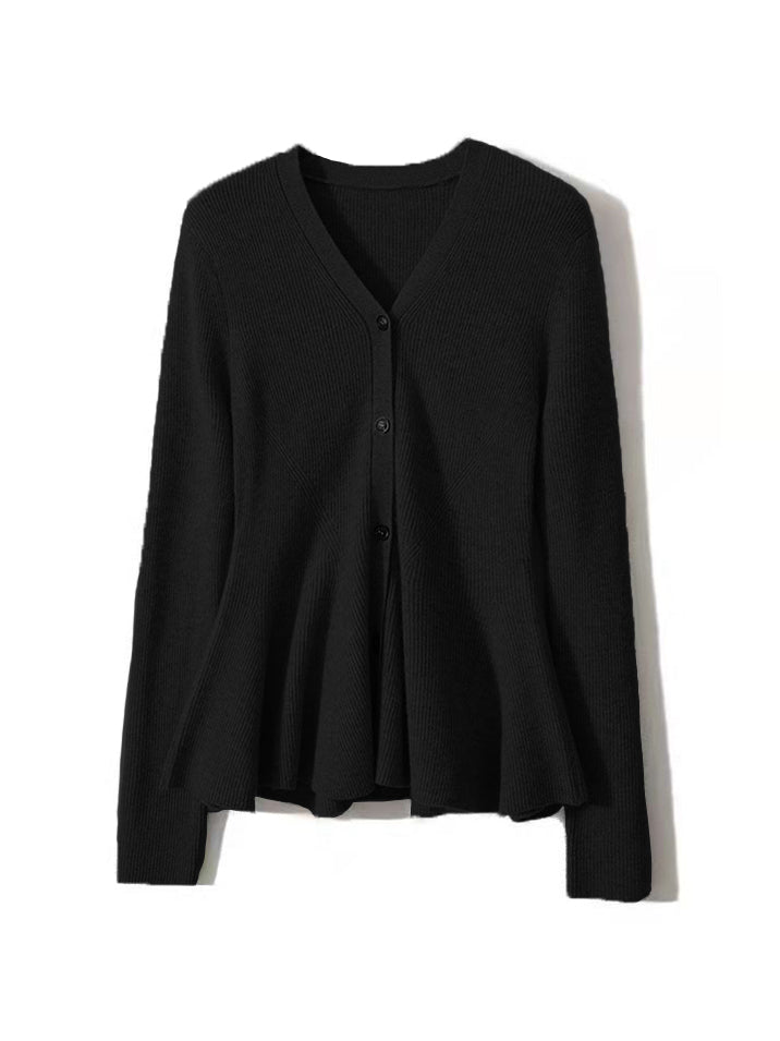 Vネックぺプラムカーディガン　2色入 - SonderSable