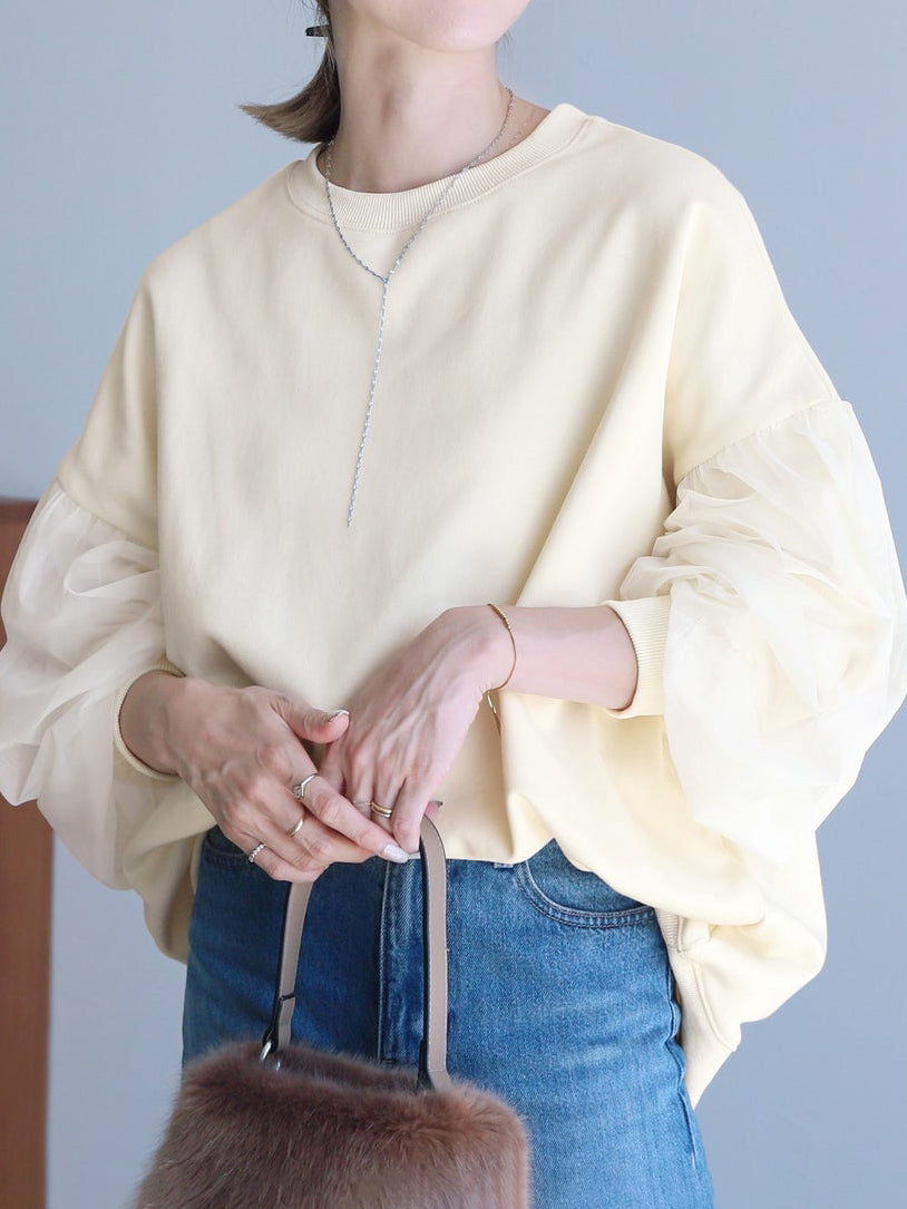 Tulle sleeve sweatshirt pullover (5 colors)
