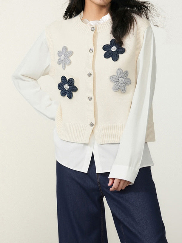 Shirt-docking flower knit (2 colors)