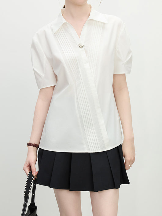 Pintuck cache-coeur puff blouse in 2 colors