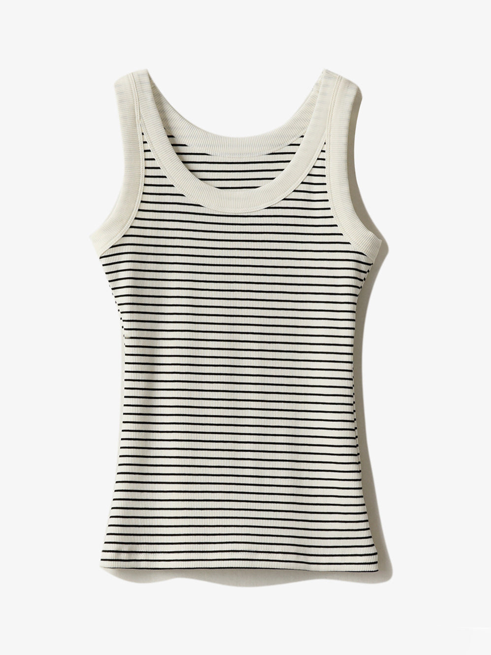 Border rib knit tank top in 2 colors