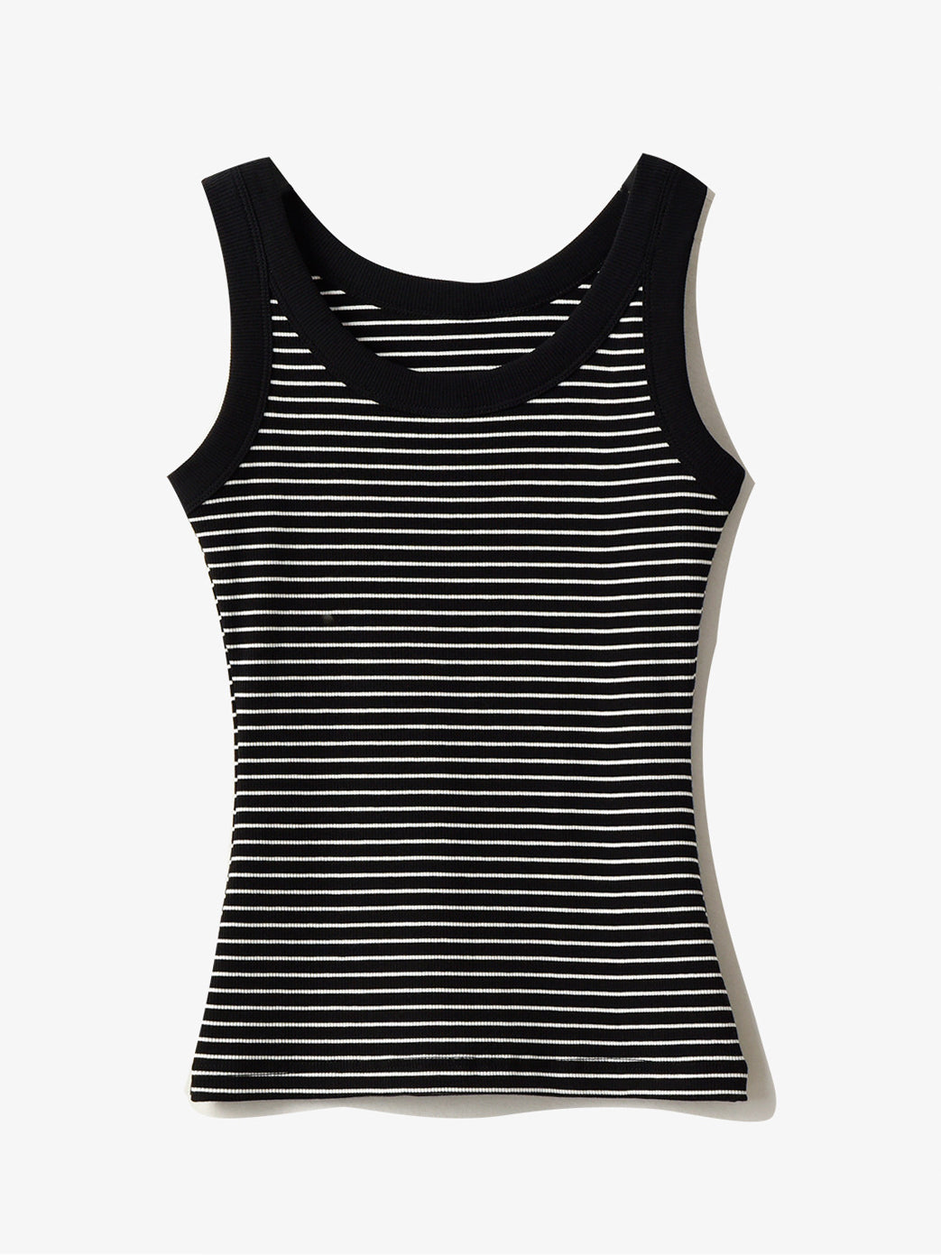 Border rib knit tank top in 2 colors