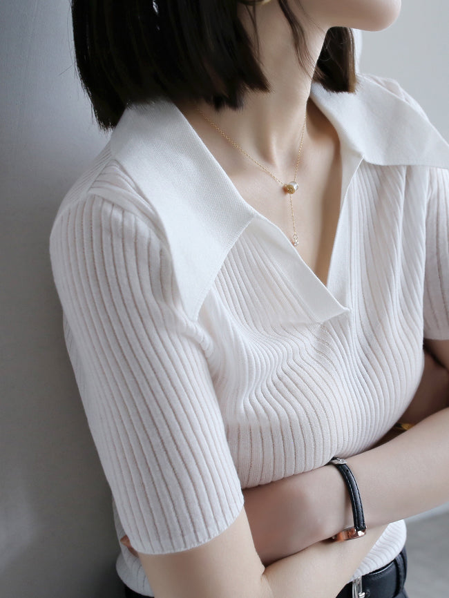 Skipper collar rib knit 3 colors