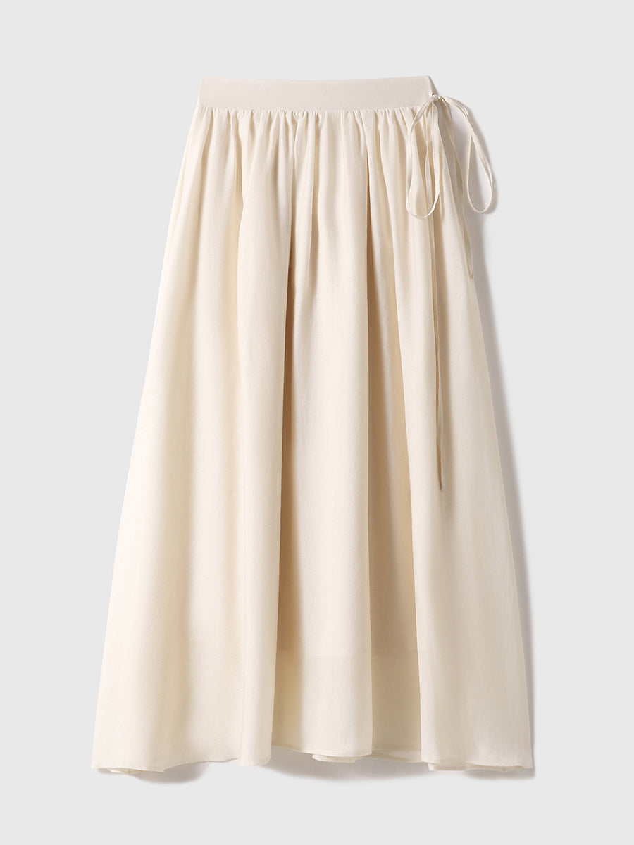 Sheer ribbon flare skirt in 5 colors
