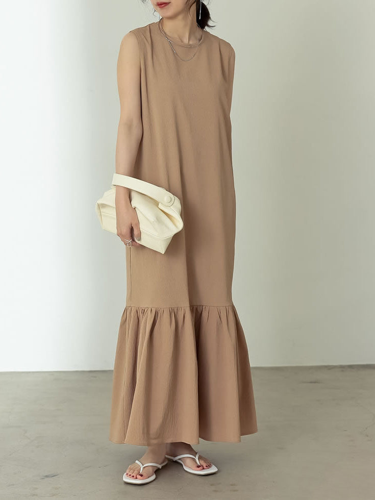 Crepe sleeveless tiered flare dress in 3 colors