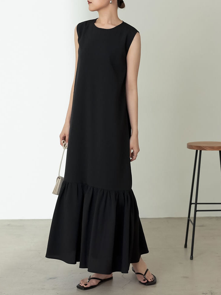 Crepe sleeveless tiered flare dress in 3 colors