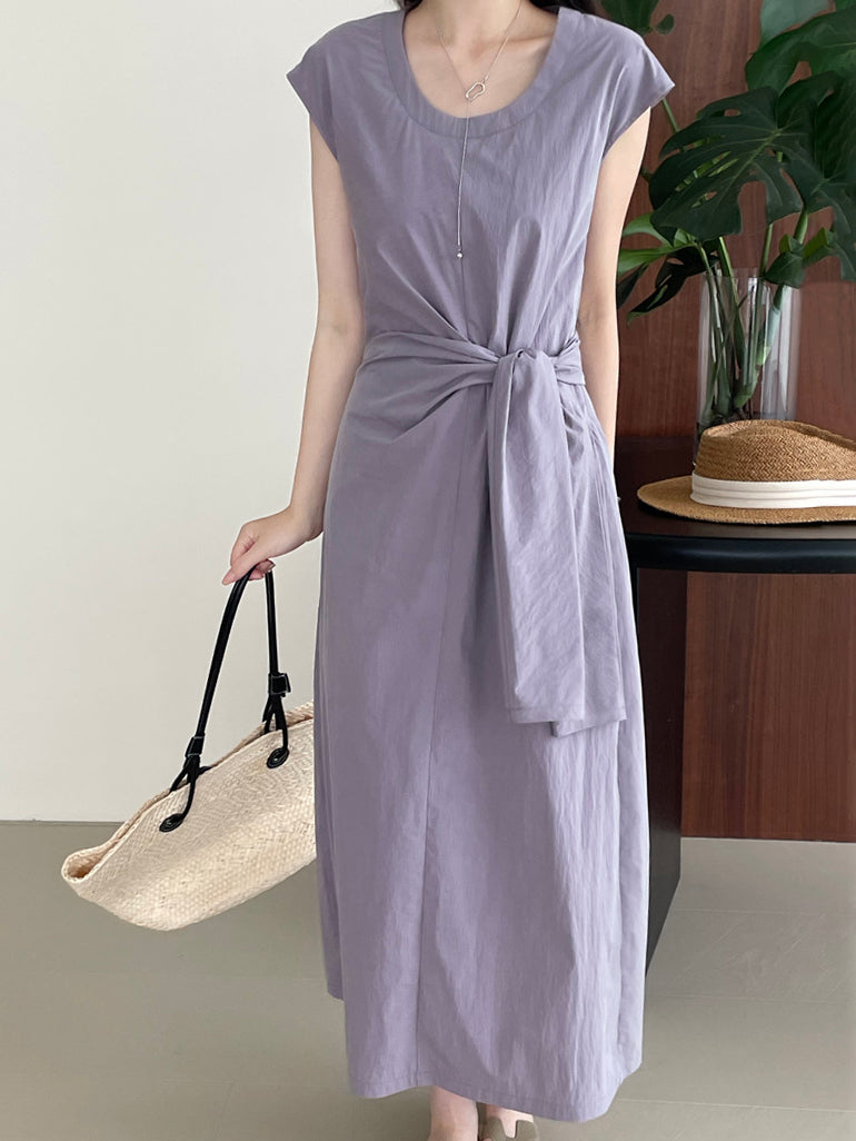 Long tie waist mark dress in 2 colors