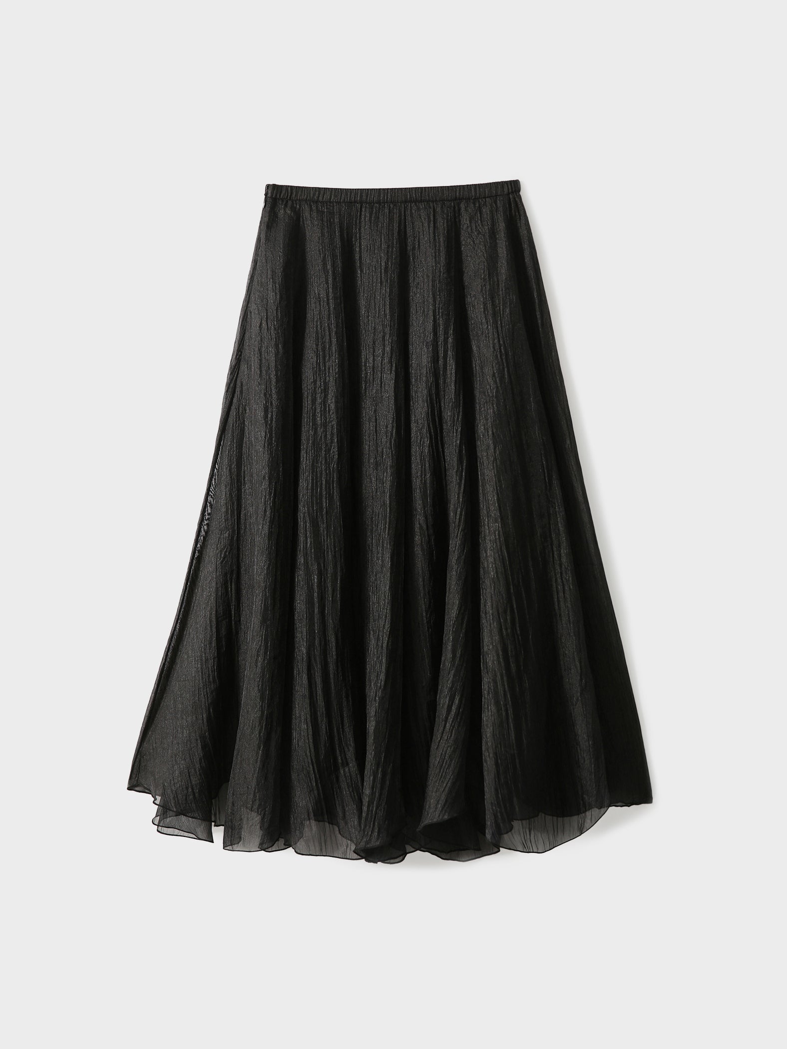 Asymmetrical hem crepe flare skirt in 4 colors
