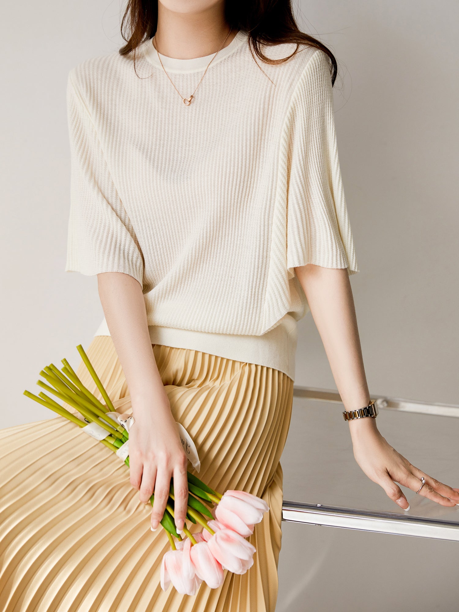 フレア袖リブニット　2色入 - SonderSable