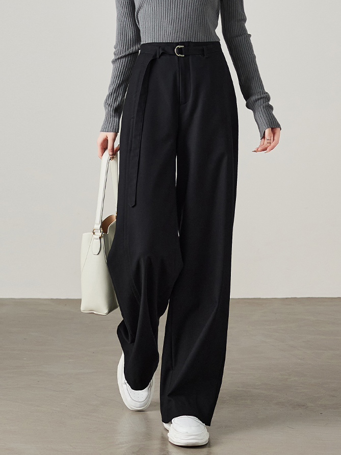 D-ring belt wide pants 3 colors