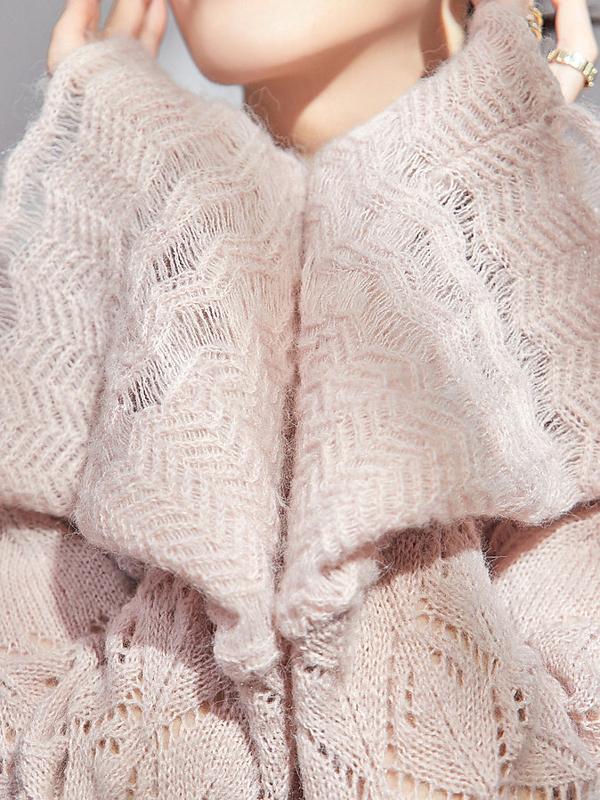 <先行公開>Vネックフリルデザインメッシュニット　2色入 - SonderSable