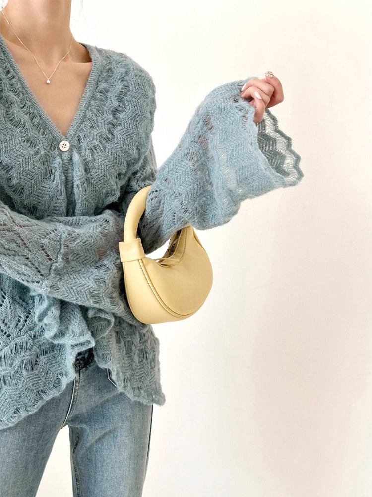 <先行公開>Vネックフリルデザインメッシュニット　2色入 - SonderSable