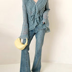 <先行公開>Vネックフリルデザインメッシュニット　2色入 - SonderSable