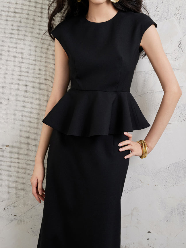 French Sleeve Peplum Blouse (Can be Set Up) 2 Colors