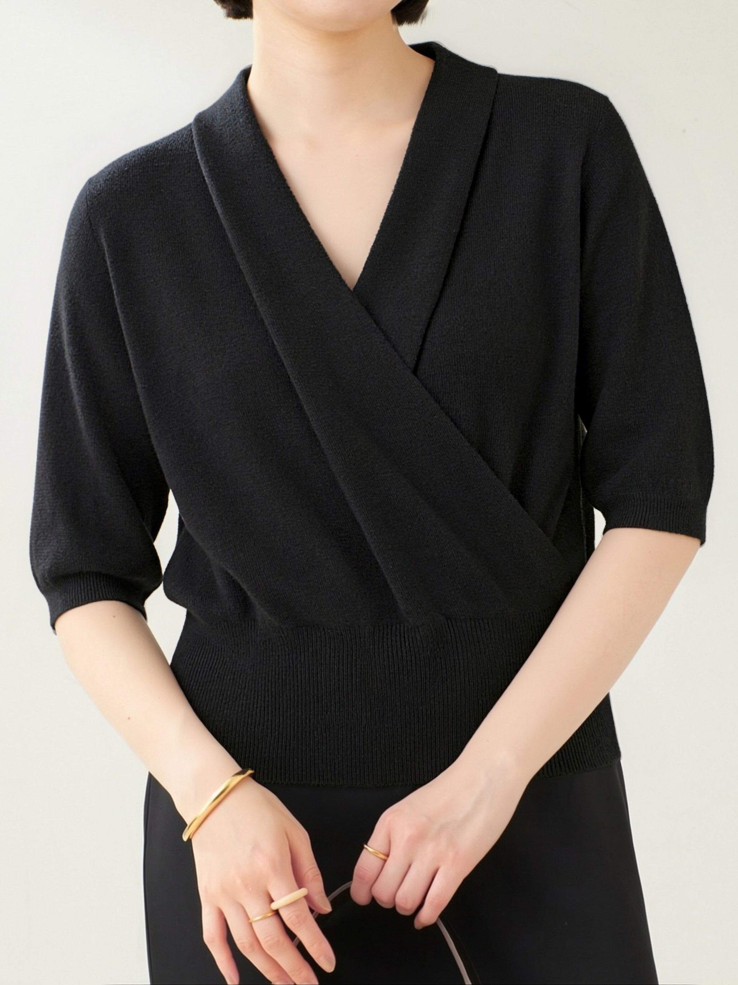 カシュクール半袖ニット　4色入