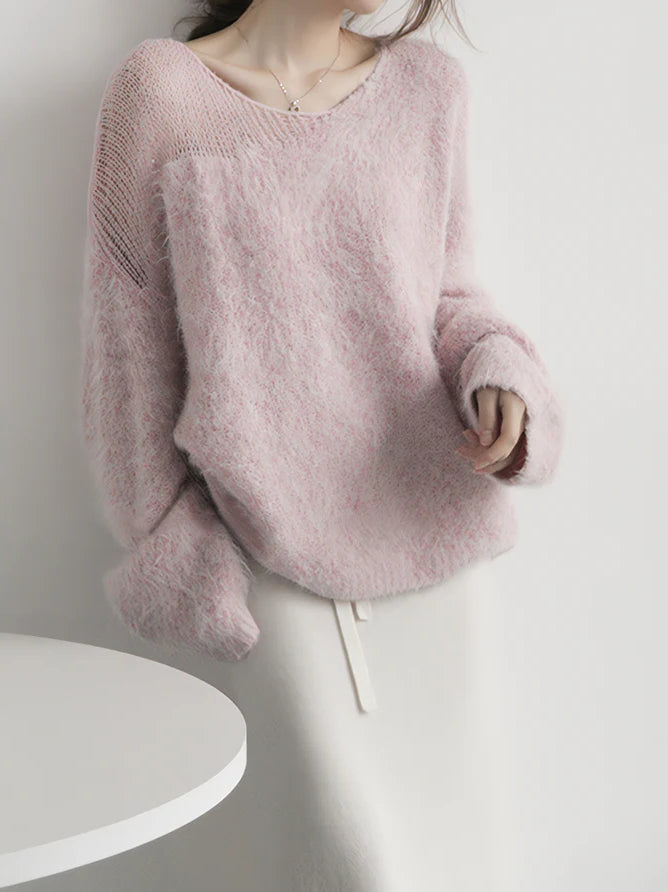 Asymmetric sheer knitwear in 3 colors