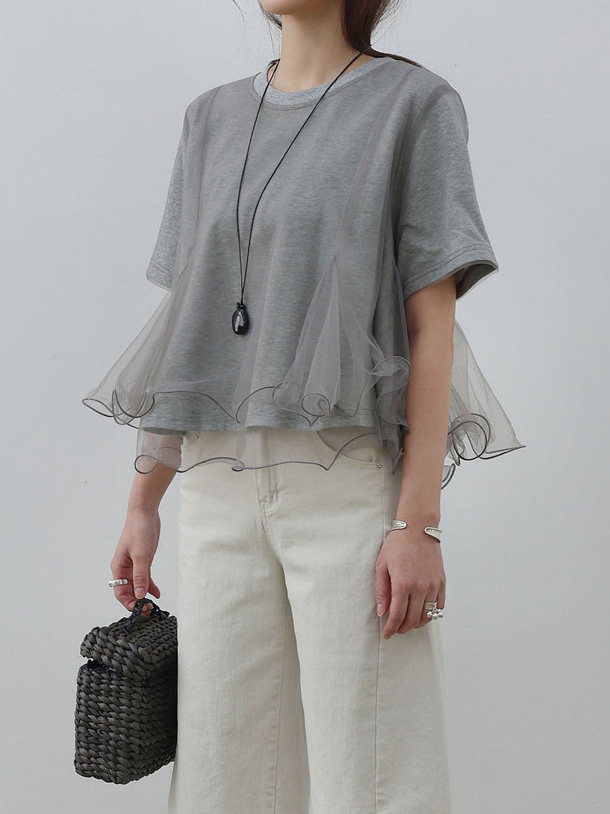 チュールフレアレイヤードTシャツ　3色入 - SonderSable