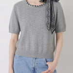 スカーフデザイン半袖ニット　3色入 - SonderSable