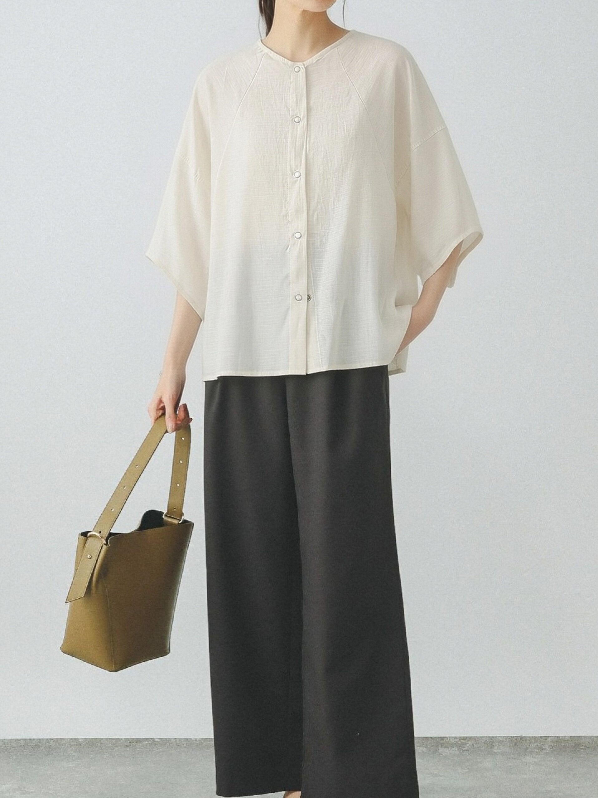 Raglan Balloon Sleeve Natural Blouse - 2 Colors