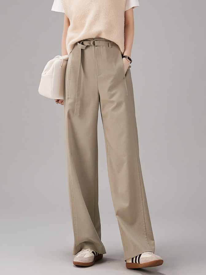 D-ring belt wide pants 3 colors