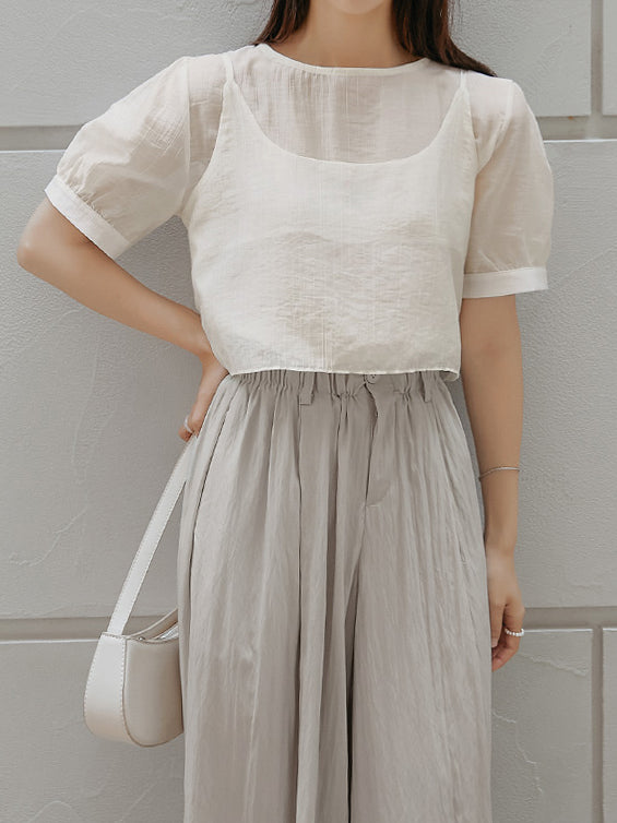 2-way ribbon bustier and willow blouse ensemble (5 colors)