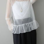 ハイネックシアードットチュールトップス　3色入 - SonderSable