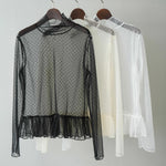 ハイネックシアードットチュールトップス　3色入 - SonderSable