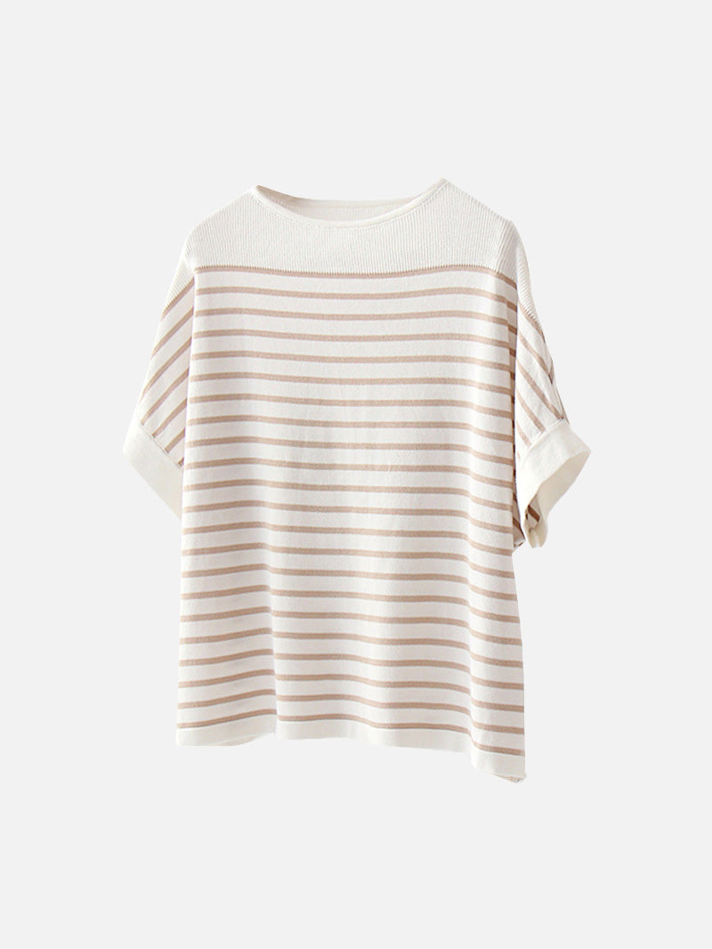 Panel border roll-up dolman knit in 3 colors