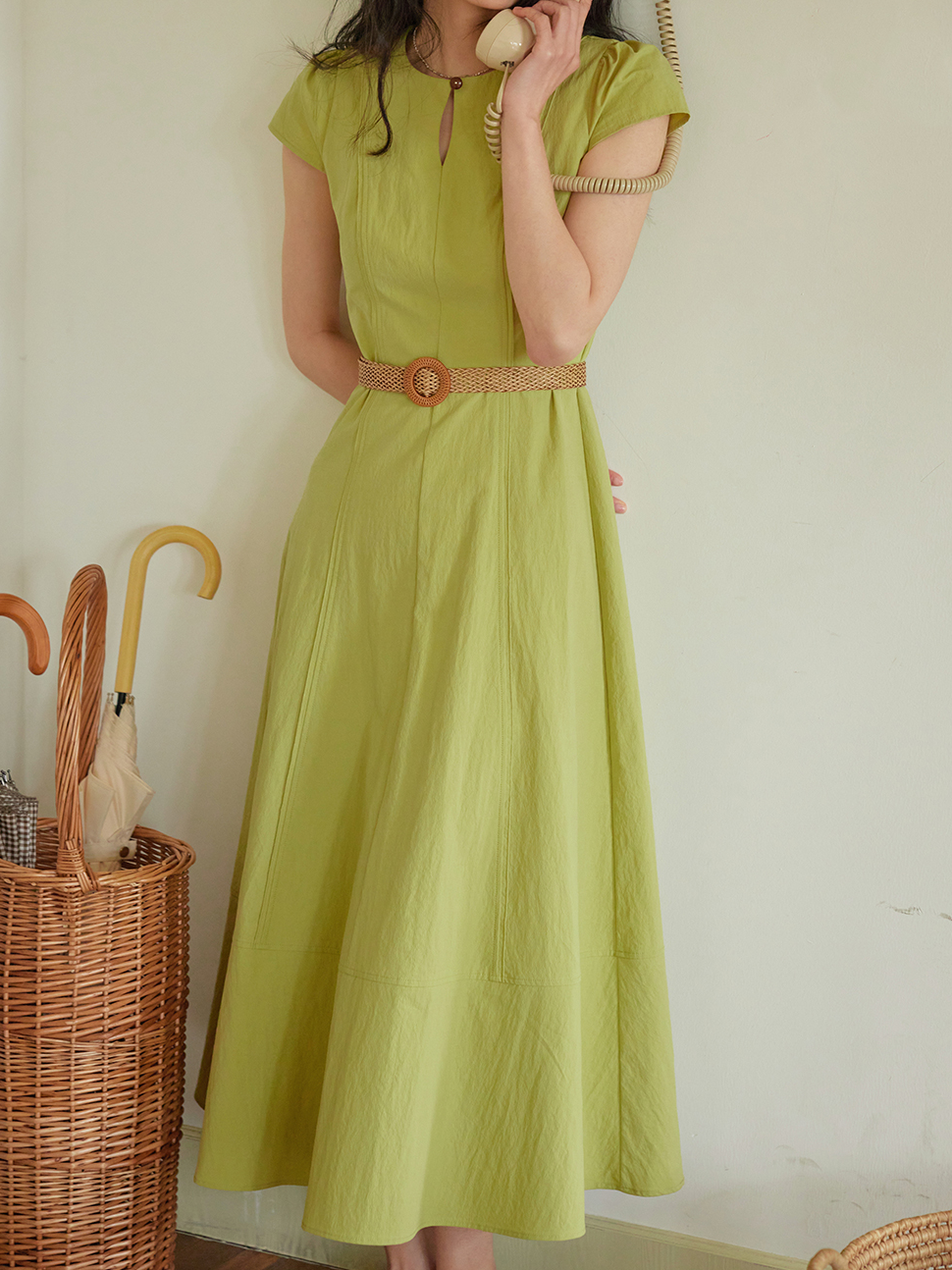 Princess line long dress in 2 colors
