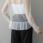 ハイネックシアードットチュールトップス　3色入 - SonderSable