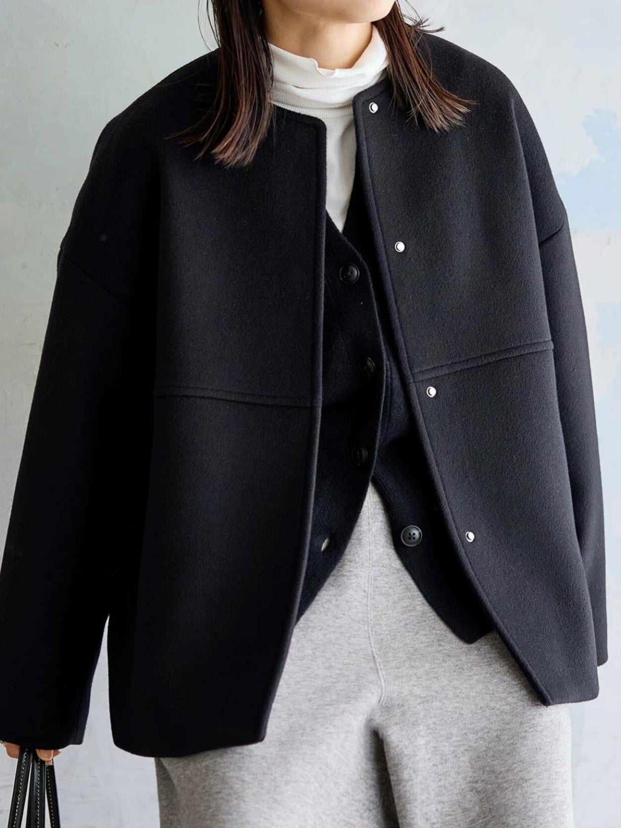 No-collar short coat (4 colors)