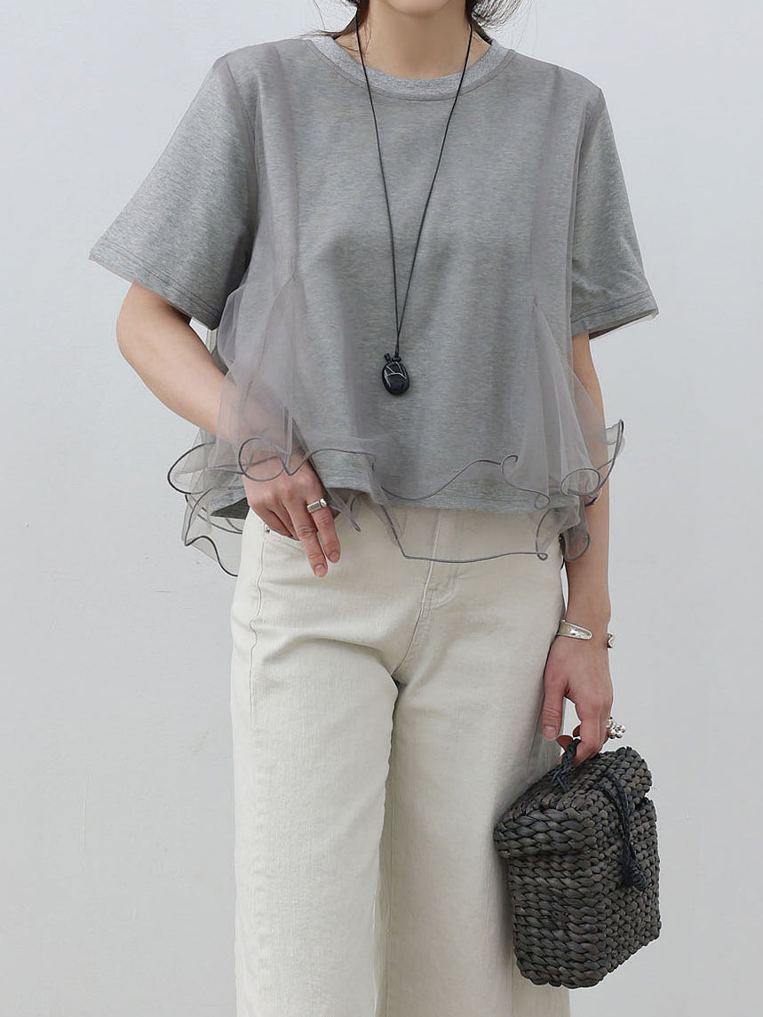 チュールフレアレイヤードTシャツ　3色入 - SonderSable