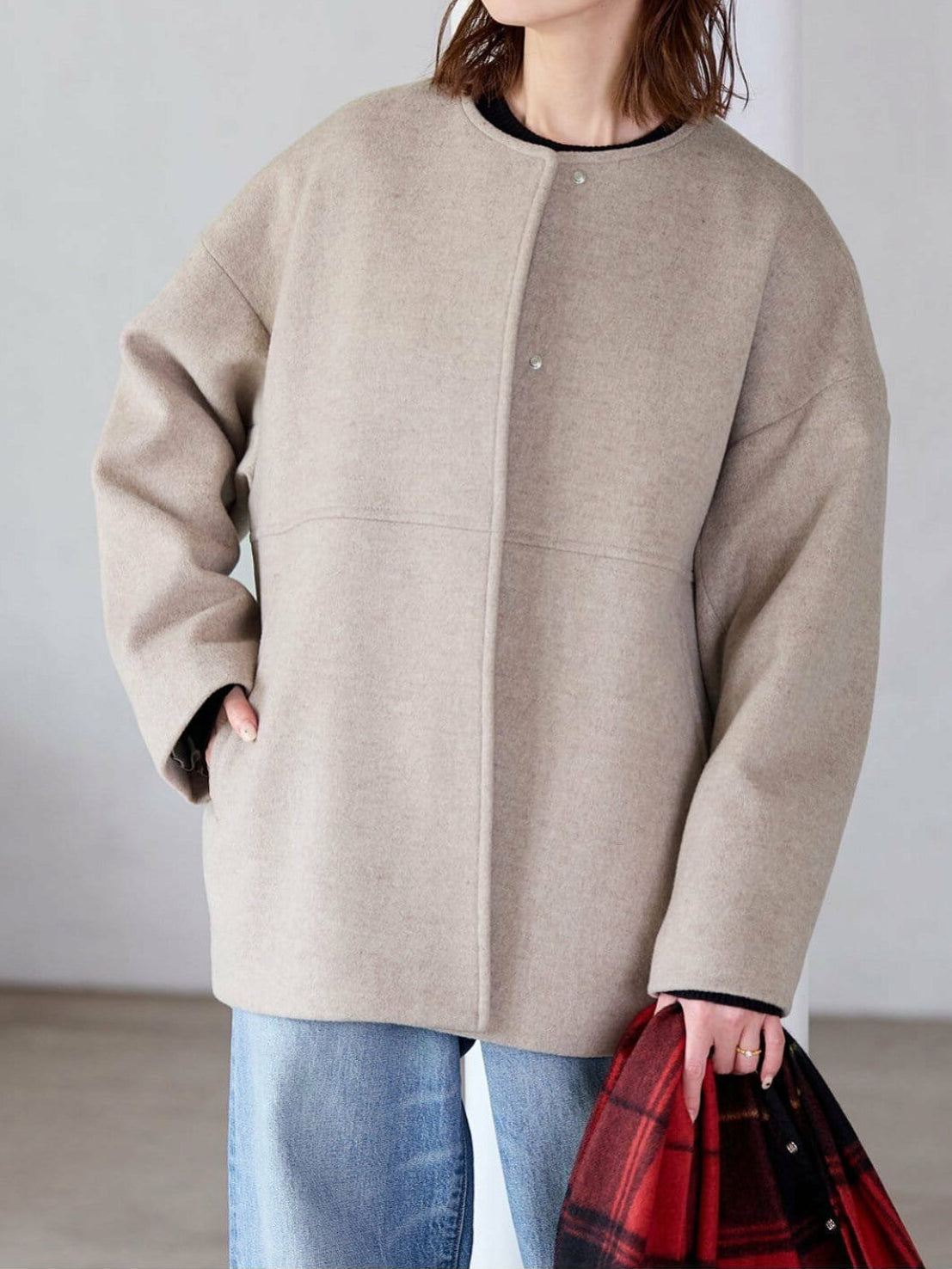 No-collar short coat (4 colors)