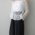 ハイネックシアードットチュールトップス　3色入 - SonderSable