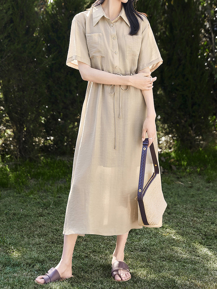 Beaded Belted Shirt Dress (2 colors)