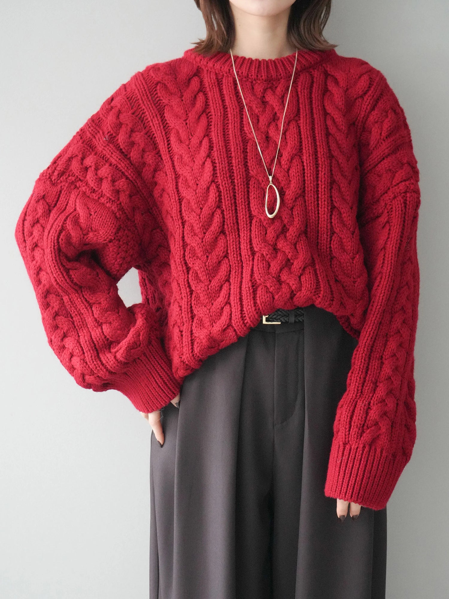 Volume Cable Knit Pullover (4 colors)