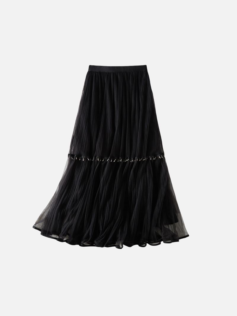 Beaded swaying tulle prairie skirt in 3 colors