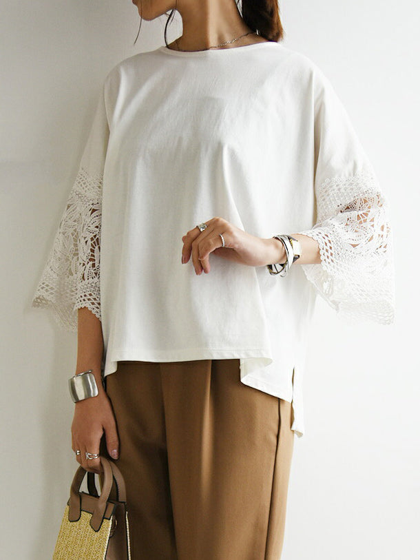 Lace sleeve cut and sew in 4 colors