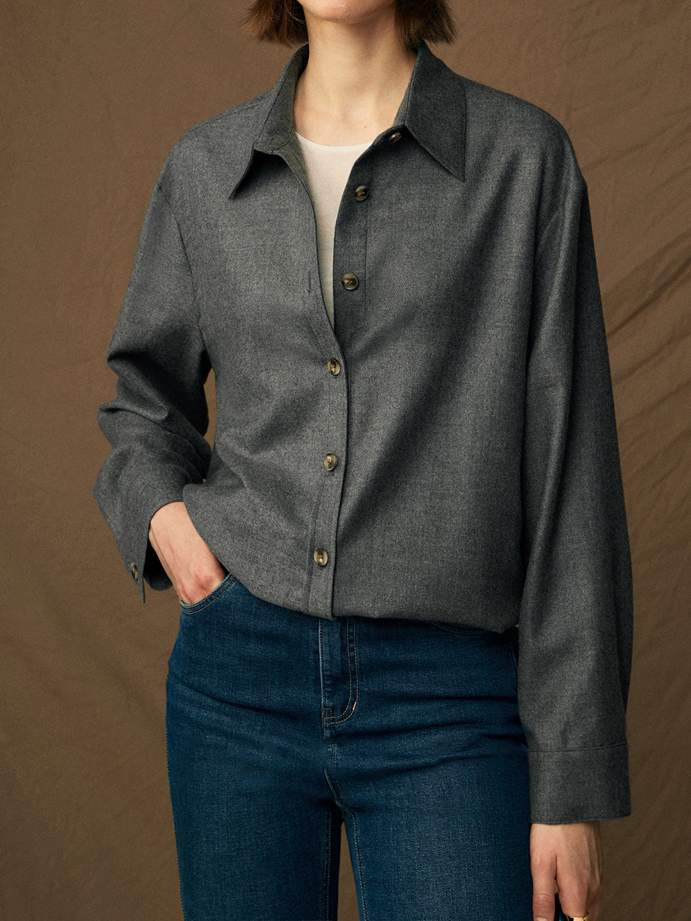 ウールライクシャツ　2色入