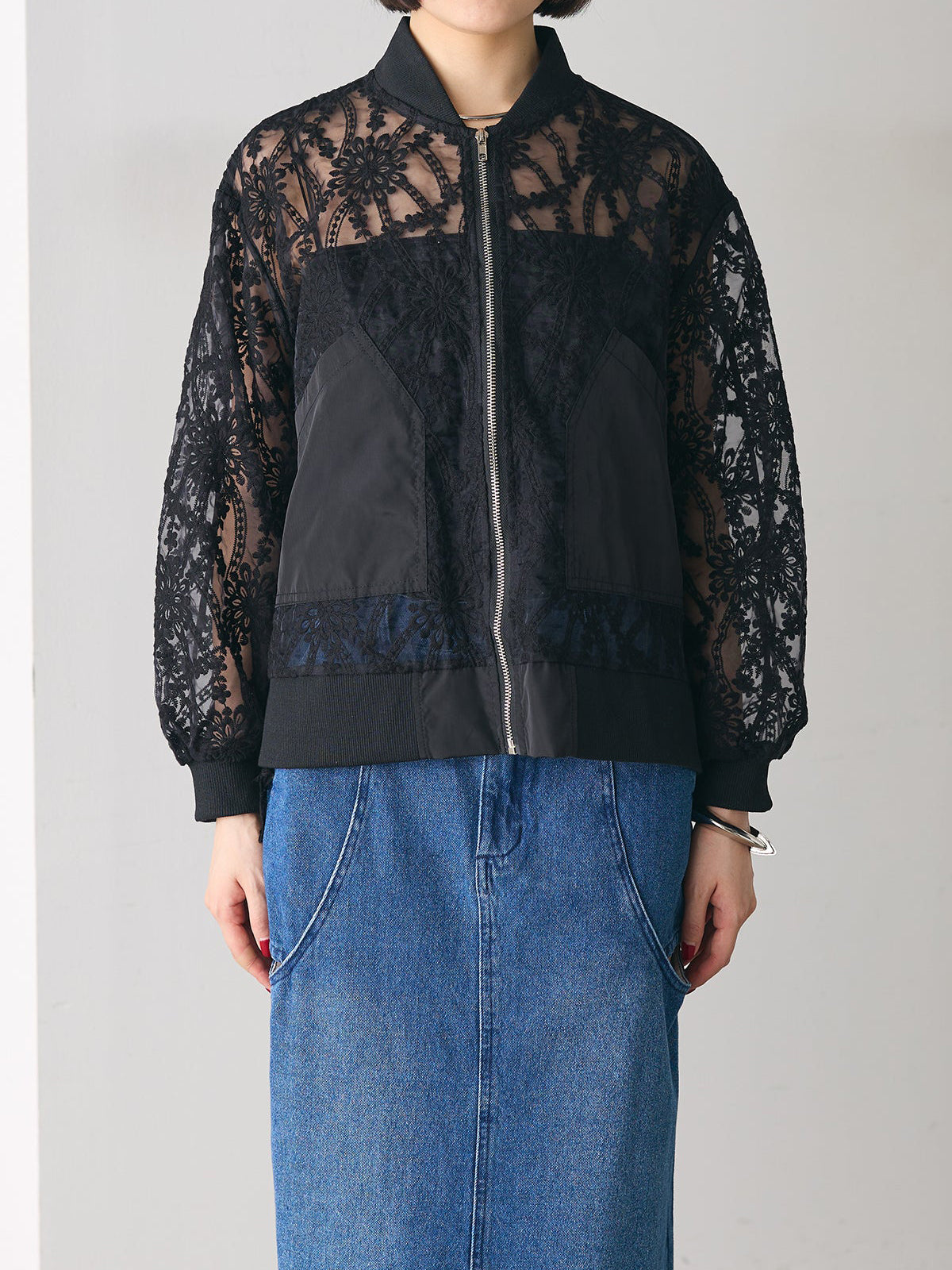 Floral sheer blouson in 2 colors