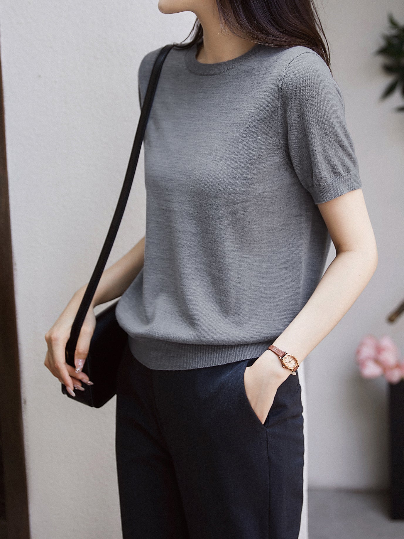 Basic short sleeve knitwear in 5 colors