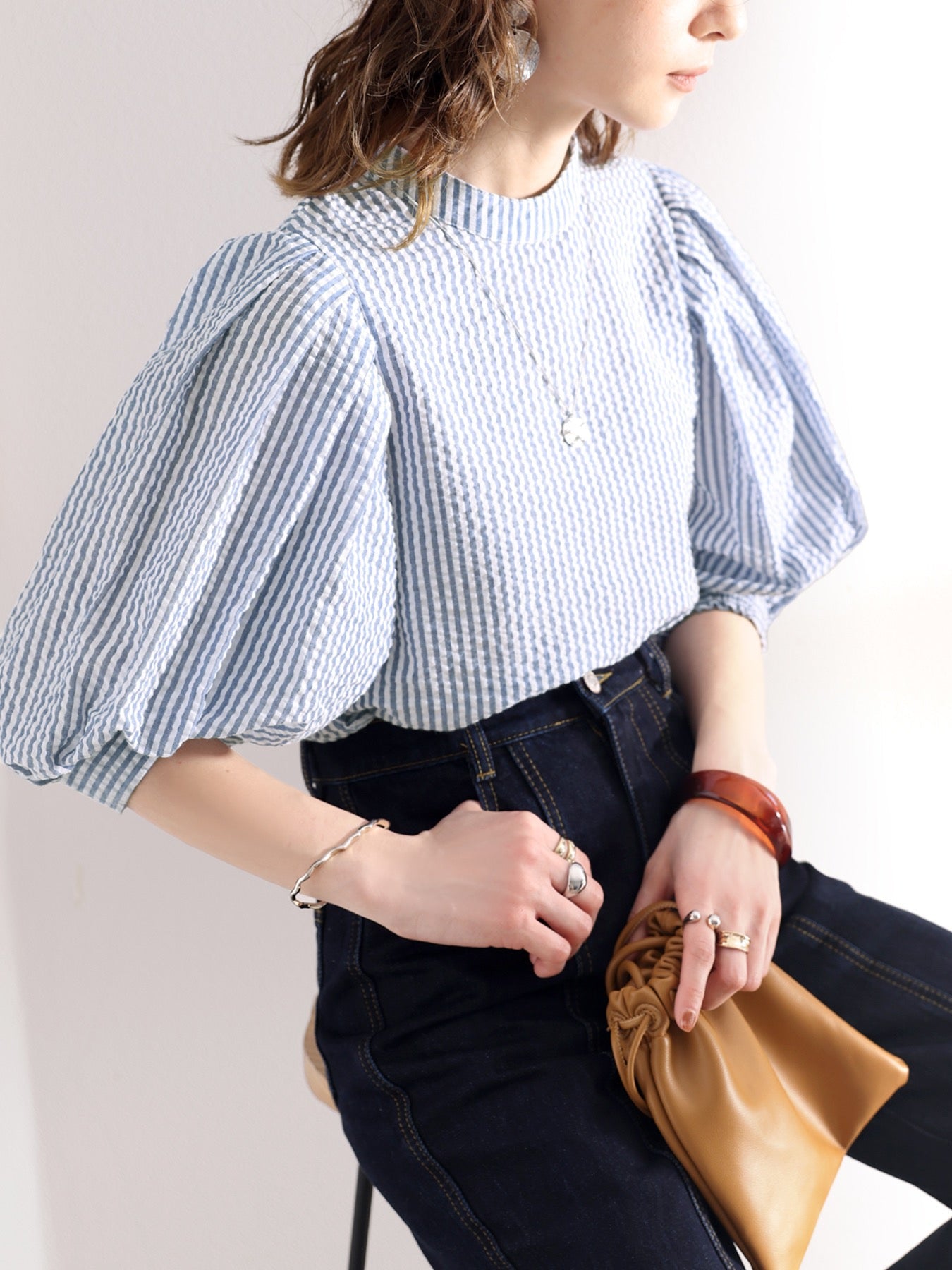 Power shoulder conscious blouse in 4 colors