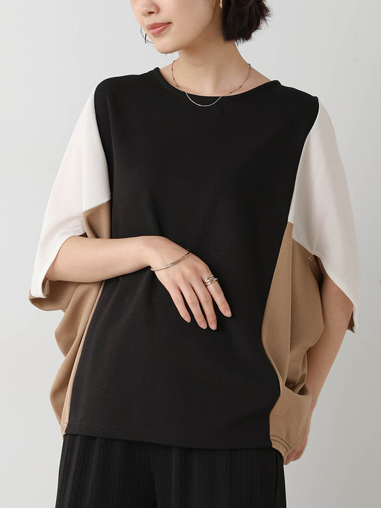 Dolman pullover with color-blocked sleeves, 3 colors
